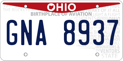 OH license plate GNA8937