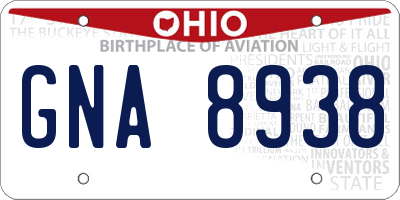 OH license plate GNA8938