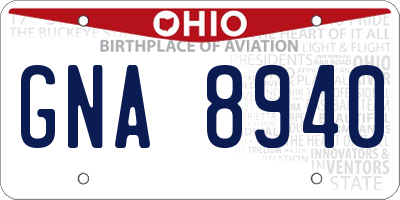 OH license plate GNA8940
