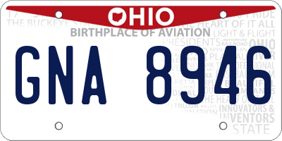 OH license plate GNA8946