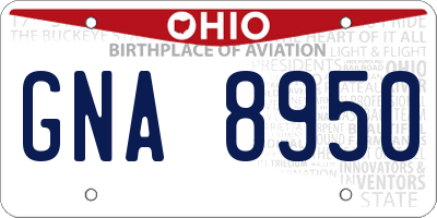 OH license plate GNA8950