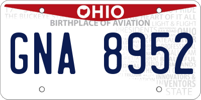 OH license plate GNA8952