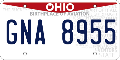 OH license plate GNA8955