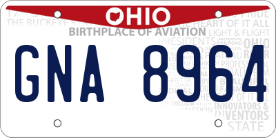 OH license plate GNA8964
