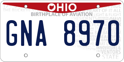 OH license plate GNA8970