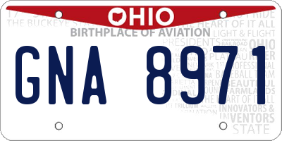 OH license plate GNA8971