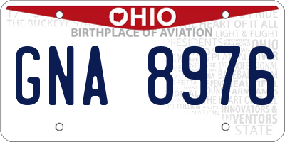 OH license plate GNA8976