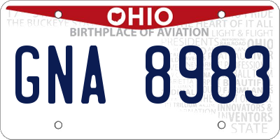 OH license plate GNA8983