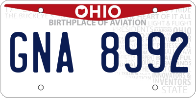 OH license plate GNA8992