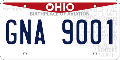 OH license plate GNA9001