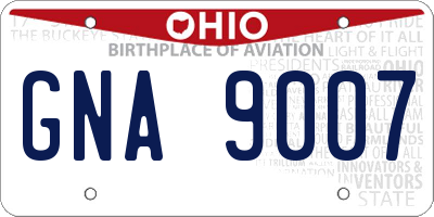 OH license plate GNA9007