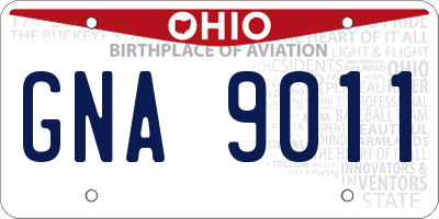 OH license plate GNA9011