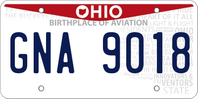 OH license plate GNA9018