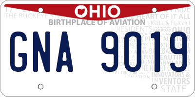 OH license plate GNA9019