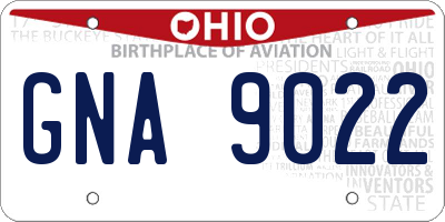 OH license plate GNA9022