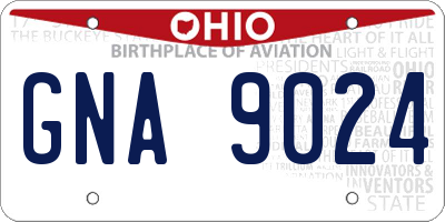 OH license plate GNA9024