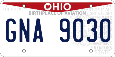 OH license plate GNA9030