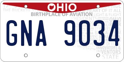 OH license plate GNA9034