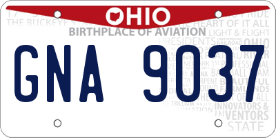 OH license plate GNA9037