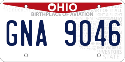 OH license plate GNA9046