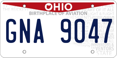 OH license plate GNA9047