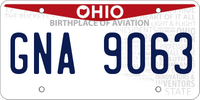 OH license plate GNA9063