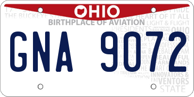 OH license plate GNA9072