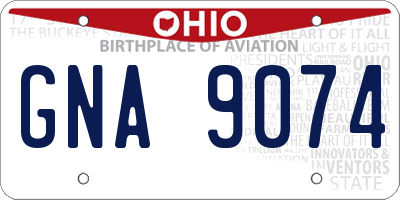 OH license plate GNA9074