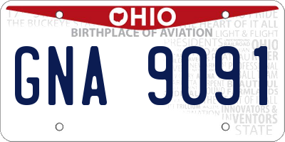 OH license plate GNA9091