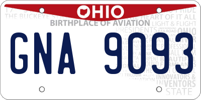OH license plate GNA9093