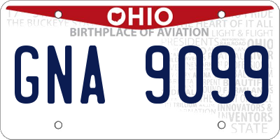 OH license plate GNA9099