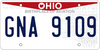 OH license plate GNA9109