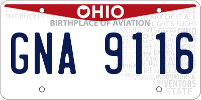 OH license plate GNA9116