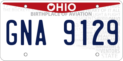 OH license plate GNA9129