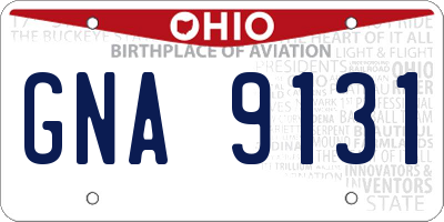 OH license plate GNA9131
