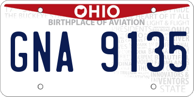 OH license plate GNA9135