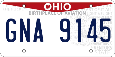 OH license plate GNA9145