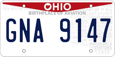 OH license plate GNA9147
