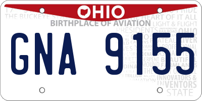 OH license plate GNA9155