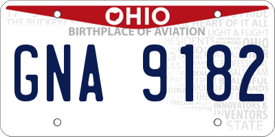 OH license plate GNA9182