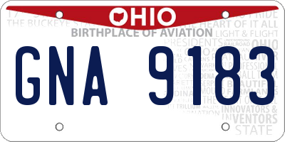 OH license plate GNA9183