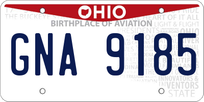 OH license plate GNA9185