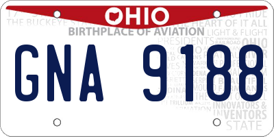 OH license plate GNA9188