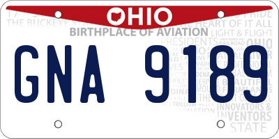 OH license plate GNA9189