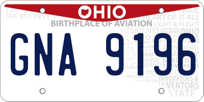 OH license plate GNA9196