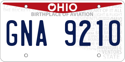 OH license plate GNA9210