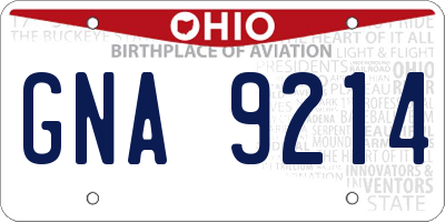 OH license plate GNA9214
