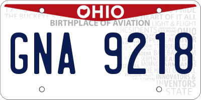 OH license plate GNA9218