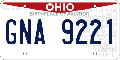 OH license plate GNA9221