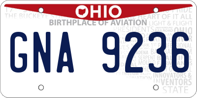 OH license plate GNA9236